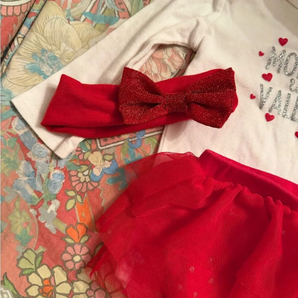 Valentine Outfit with Red Tutu & headband 12mo Perfect
